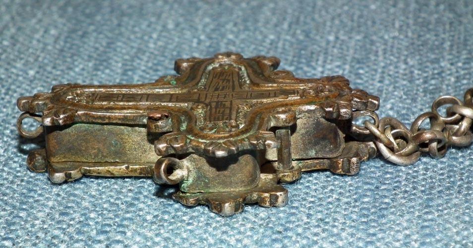 Antique Gold Gilded Silver Post - Byzantine Orthodox Reliquary Cross Encolpion