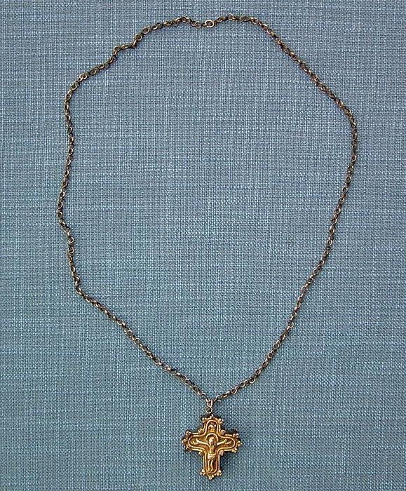 Antique Gold Gilded Silver Post - Byzantine Orthodox Reliquary Cross Encolpion