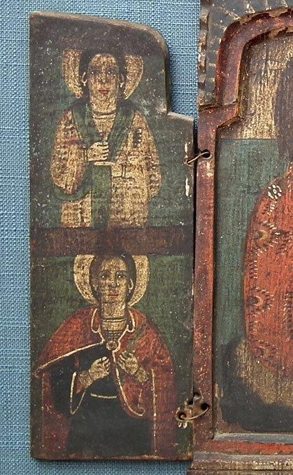 Large Authentic Antique Orthodox Icon Triptych 18th Century Greece