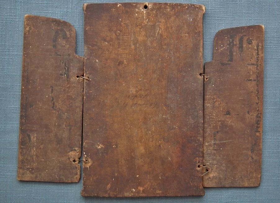 Large Authentic Antique Orthodox Icon Triptych 18th Century Greece