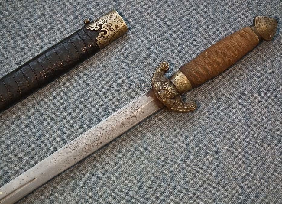 Antique Chinese Sword Jian 劍 Qing Dynasty 19th Century China