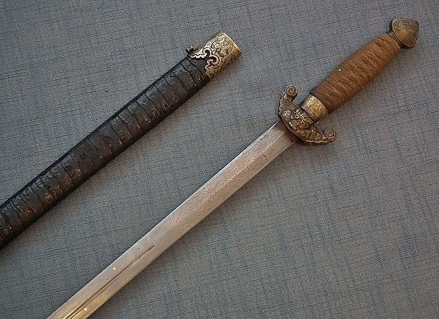 Antique Chinese Sword Jian 劍 Qing Dynasty 19th Century China