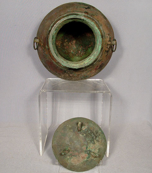 Ancient Chinese Bronze Wine Vessel & Cover, Han Dynasty