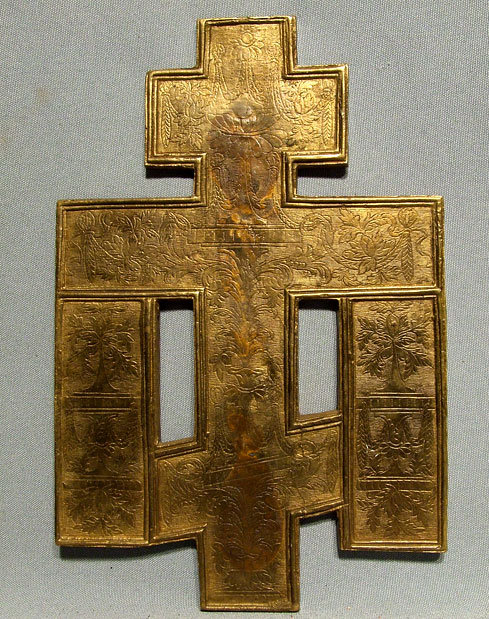 Antique Russian Cross Brass Enamel, 19th century