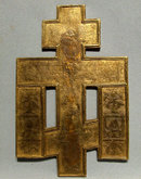 Antique Russian Cross Brass Enamel, 19th century