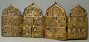 Antique Russian Folded Icon Brass Enamel, 18th Century