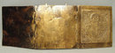 Antique Russian Icon Triptych Brass Enamel, 19th Century