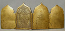 Antique Russian Icon Brass Four Panels, 18th-19th century