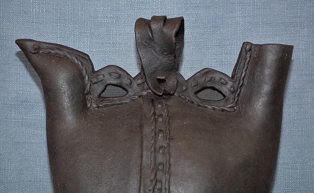 Antique 16th Century Turkish Ottoman Islamic Leather Water Flask Matara to sword