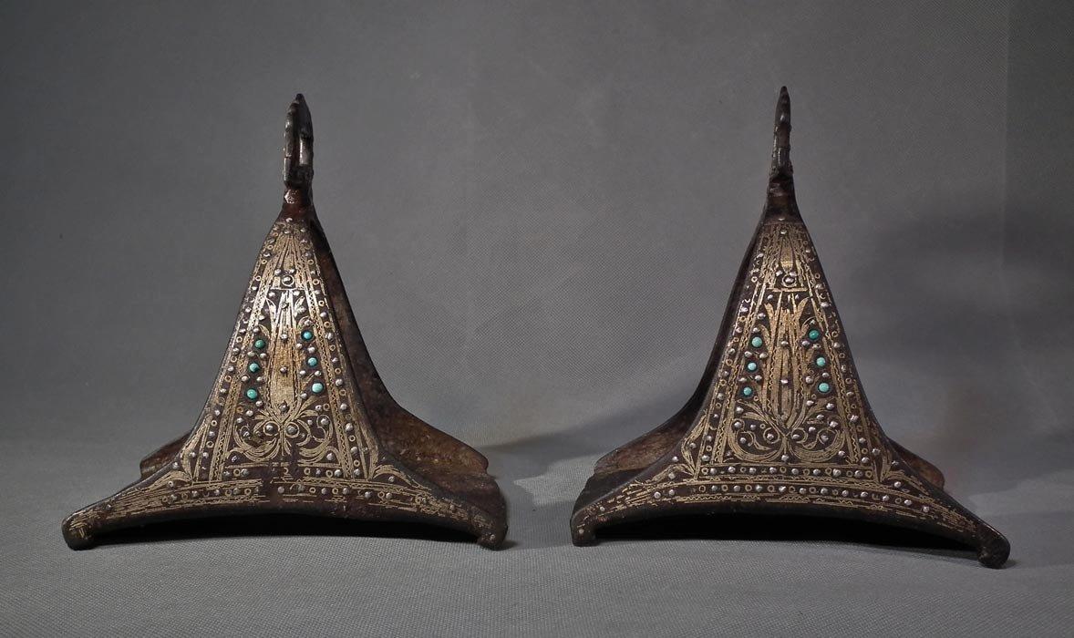 A Pair Of Antique 17th – 18th Century Islamic Turkish Ottoman Stirrups