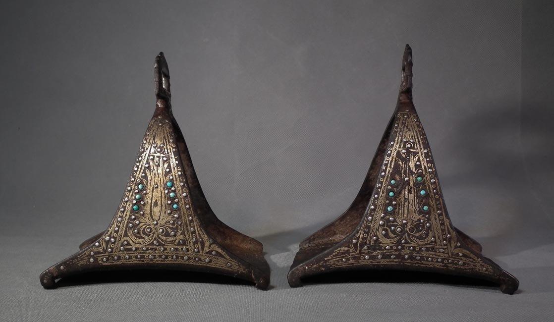 A Pair Of Antique 17th – 18th Century Islamic Turkish Ottoman Stirrups
