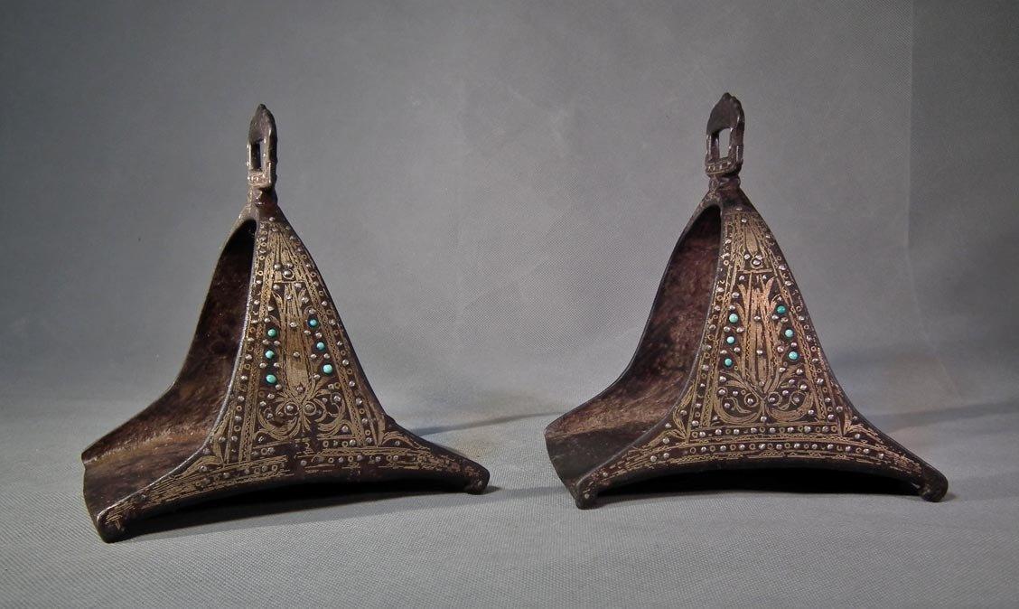 A Pair Of Antique 17th – 18th Century Islamic Turkish Ottoman Stirrups
