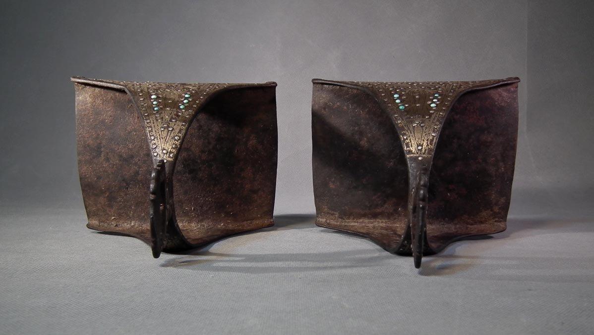 A Pair Of Antique 17th – 18th Century Islamic Turkish Ottoman Stirrups