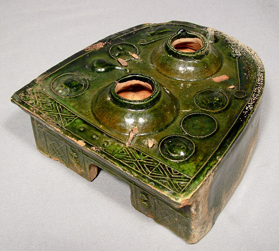 Ancient Chinese Green Glaze Ceramic Han Dynasty Stove Model