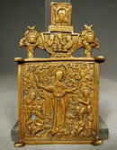 Antique Russian Bronze Icon Virgin The Joy of All That Mourn