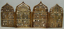 Antique Russian Bronze & Enamel Folded Icon