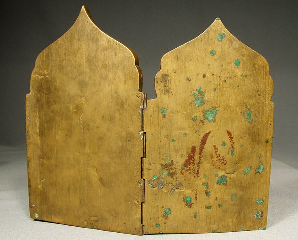 Antique Russian Folded Brass Icon, 18th-19th century