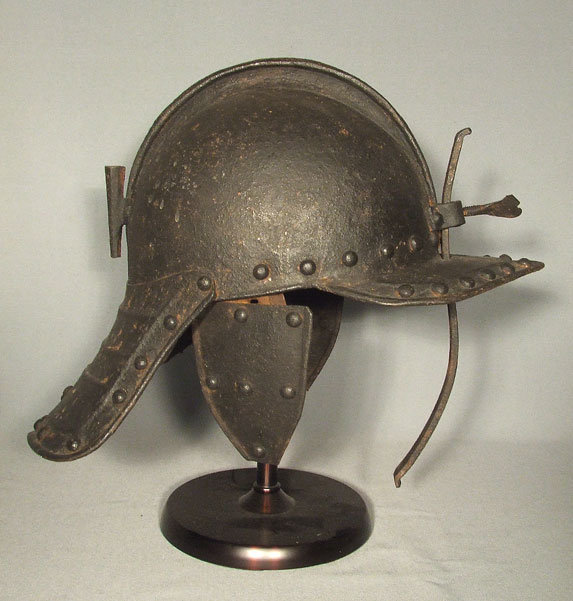 Antique Lobstertail Cromwellian Helmet Armor 17th century