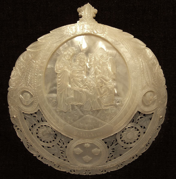 Antique Mother-of-Pearl Jerusalem Icon, 19th century
