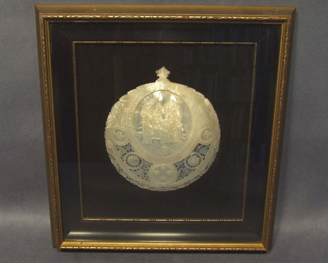 Antique Mother-of-Pearl Jerusalem Icon, 19th century