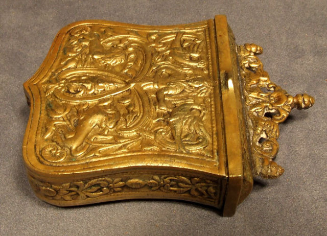 Antique Brass Gun Cartridge Box, 18th century