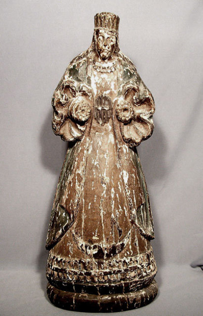 Antique 18th Century Spanish Sculpture Figure of Virgin