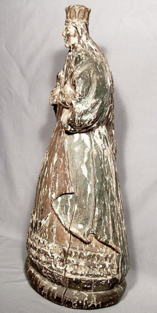 Antique 18th Century Spanish Sculpture Figure of Virgin