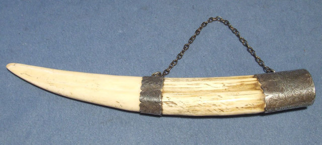 Antique 19th century Canadian silver Mounted Scrimshaw