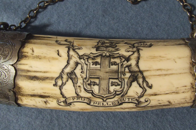 Antique 19th century Canadian silver Mounted Scrimshaw