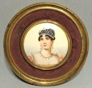 Antique Napoleonic Miniature Portrait Empress Josephine, 19th c