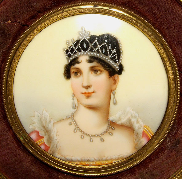 Antique Napoleonic Miniature Portrait Empress Josephine, 19th c