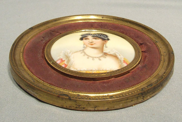 Antique Napoleonic Miniature Portrait Empress Josephine, 19th c