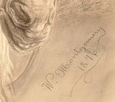 Charcoal Drawing Head of Arab Horse Stallion by Montgomery