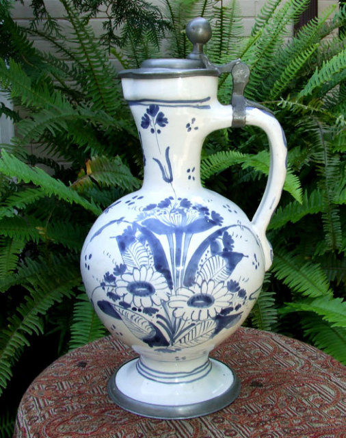 Antique 18th century Hanau German Faience Jug