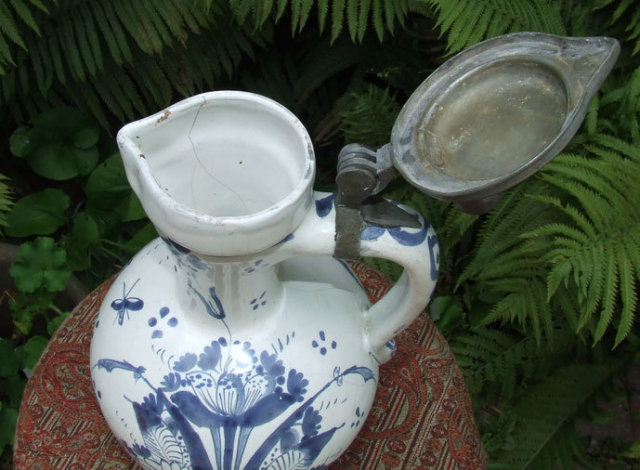 Antique 18th century Hanau German Faience Jug