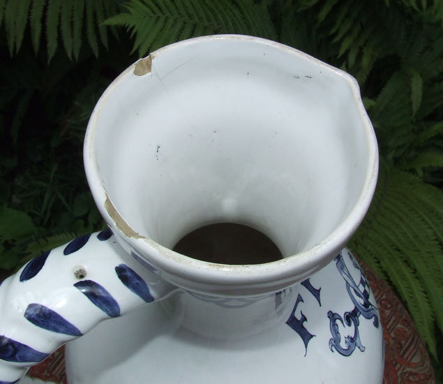 Antique 18th century Hanau Faience Enghalskrug Jug