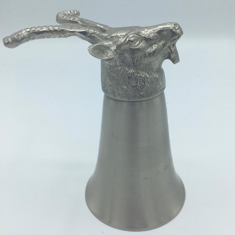 Vintage Set of 4 Animal Head Stirrup Cups Goblets Pewter and Silverplate