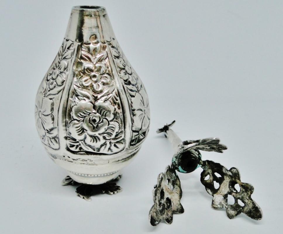 ANTIQUE ISLAMIC OTTOMAN TURKISH SOLID SILVER ROSE WATER SPRINKLER MARKED 116 GR