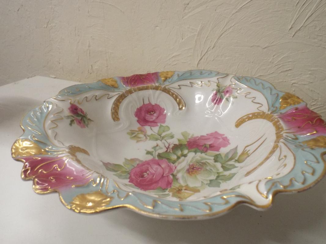 Prussia Pink Roses Large Serving bowl