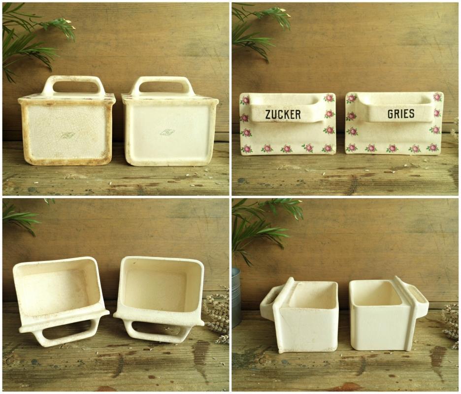 Antique German Drawer Kitchen Container Vintage China Beige Porcelain Kitchen Storage Canister Roses Sugar Flour Storage Shabby Cottage Chic