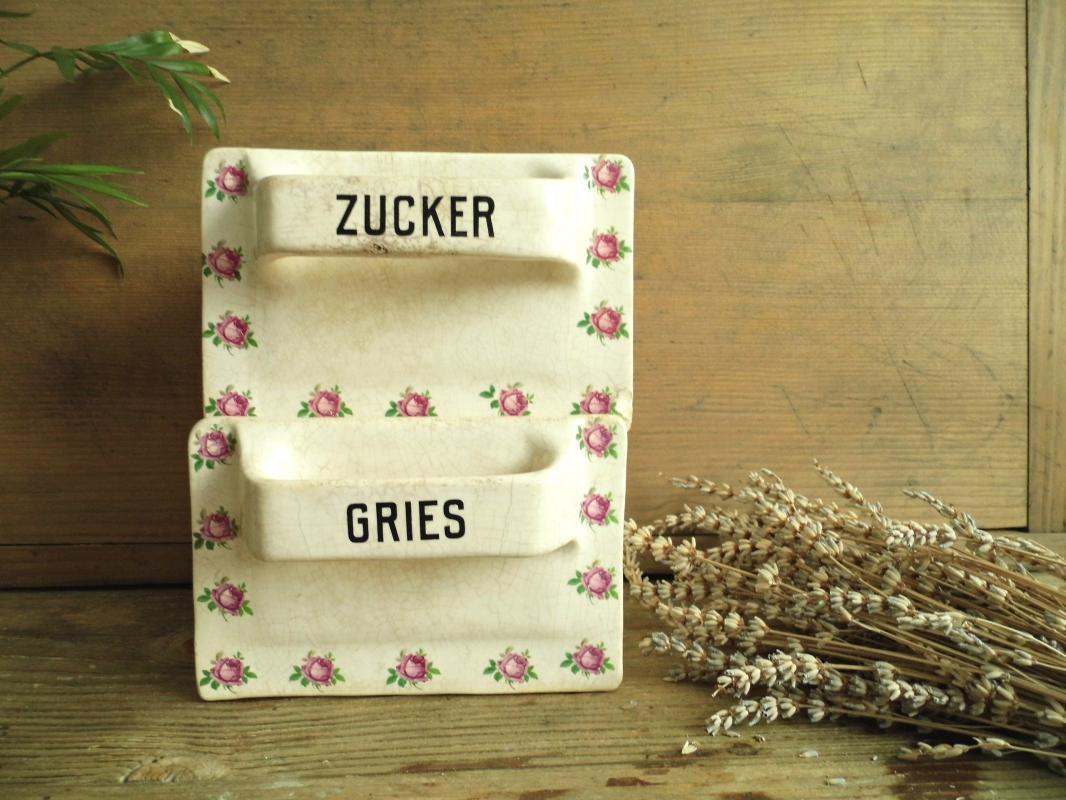 Antique German Drawer Kitchen Container Vintage China Beige Porcelain Kitchen Storage Canister Roses Sugar Flour Storage Shabby Cottage Chic