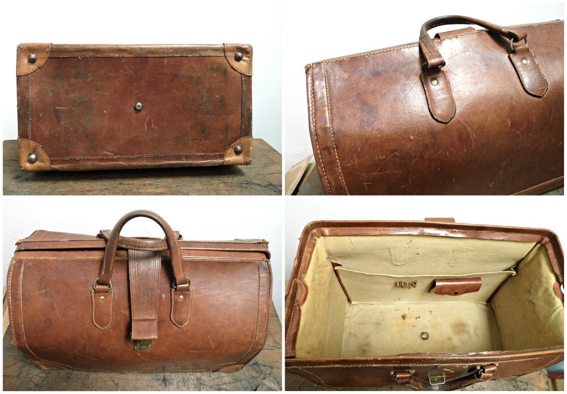 Vintage Leather Doctors Bag Saddle Duffle Chestnut Brown Weekend Duffel Travel Retro Luggage Bag Train Case Overnight Bag Weekend Bag Clasp