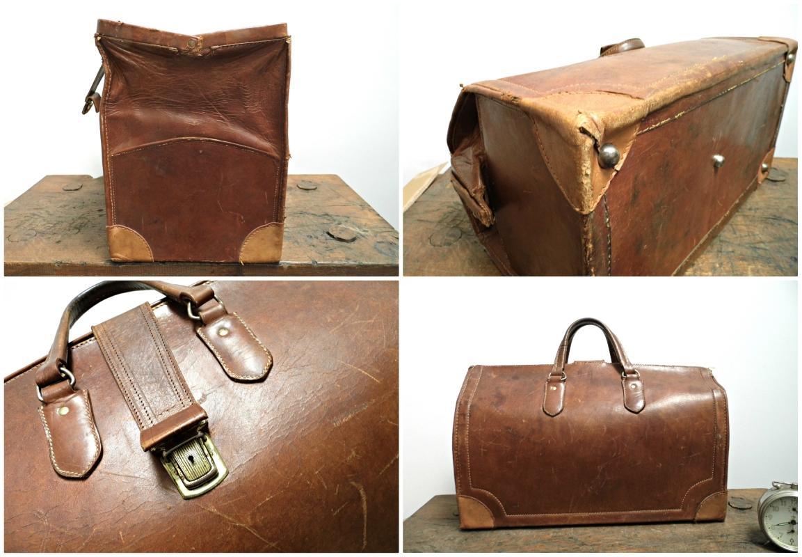 Vintage Leather Doctors Bag Saddle Duffle Chestnut Brown Weekend Duffel Travel Retro Luggage Bag Train Case Overnight Bag Weekend Bag Clasp