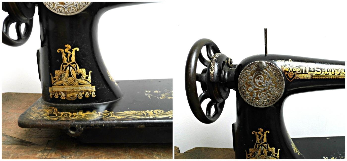 1910s Antique Singer Sewing Machine Head Unit Black Gold Vintage Treadle Hand Crank Sewing Display Case Collectible Rustic Decor Epsteam