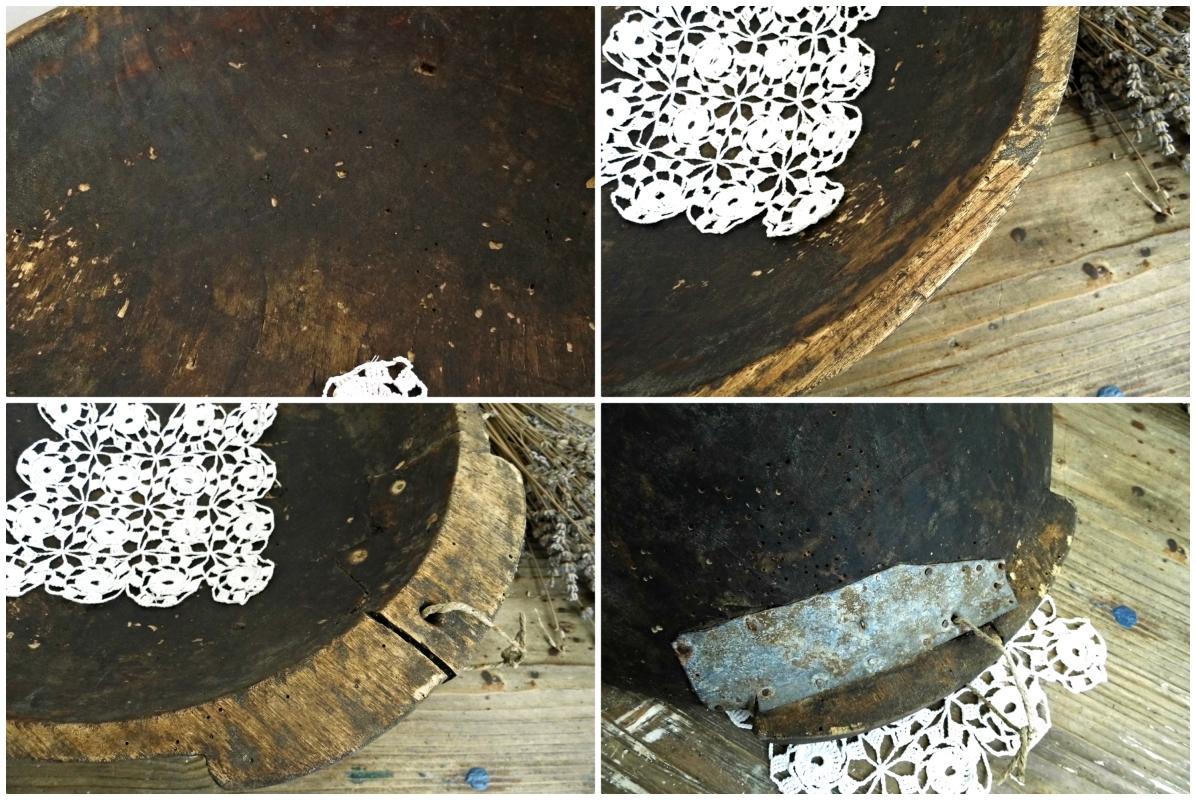 Antique Wooden Dough Bowl Primitive Proving Fruit Bread Bowl Handles Large Hand Carved Vintage Wood Trencher Rustic Kitchen Farmhouse Decor