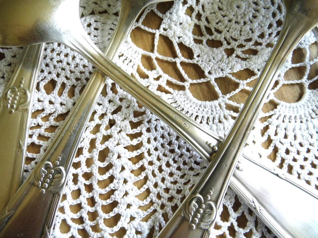Set 6 Antique Dining Soup Spoon Maltese Silver Plated Monogram JG Ornate Silverplated Spoon Vintage Tableware Silverware Art Deco Dinnerware