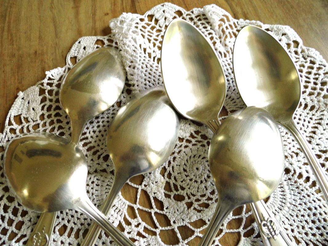Set 6 Antique Dining Soup Spoon Maltese Silver Plated Monogram JG Ornate Silverplated Spoon Vintage Tableware Silverware Art Deco Dinnerware