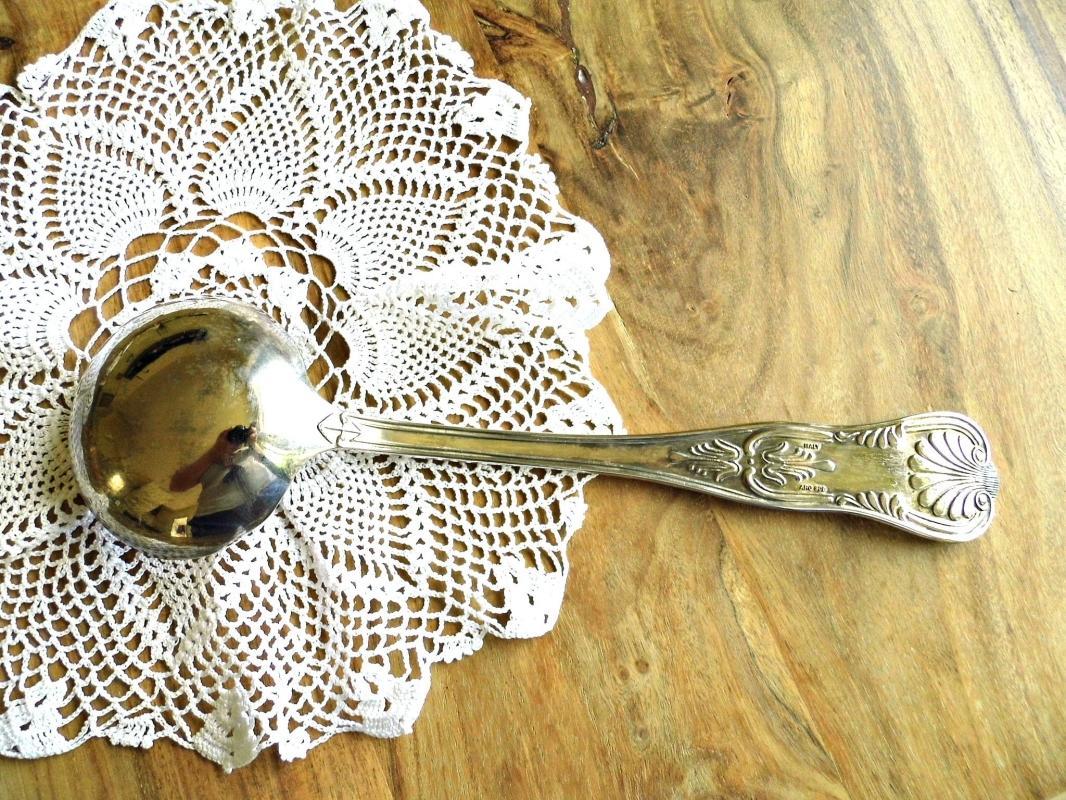 Antique Silver Plated Ladle Italian Soup Punch Ladle Soup Spoon Vintage Large Sauce Serving Gravy Ladle Ornate Flatware Silverware Tableware