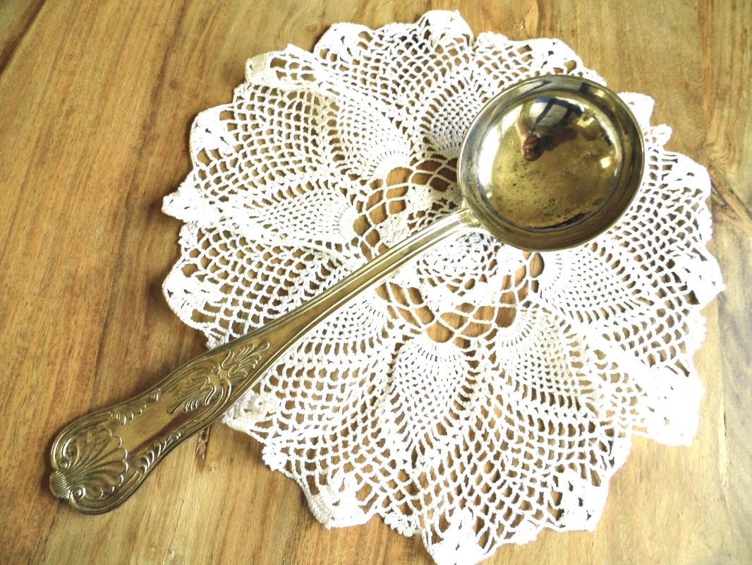 Antique Silver Plated Ladle Italian Soup Punch Ladle Soup Spoon Vintage Large Sauce Serving Gravy Ladle Ornate Flatware Silverware Tableware