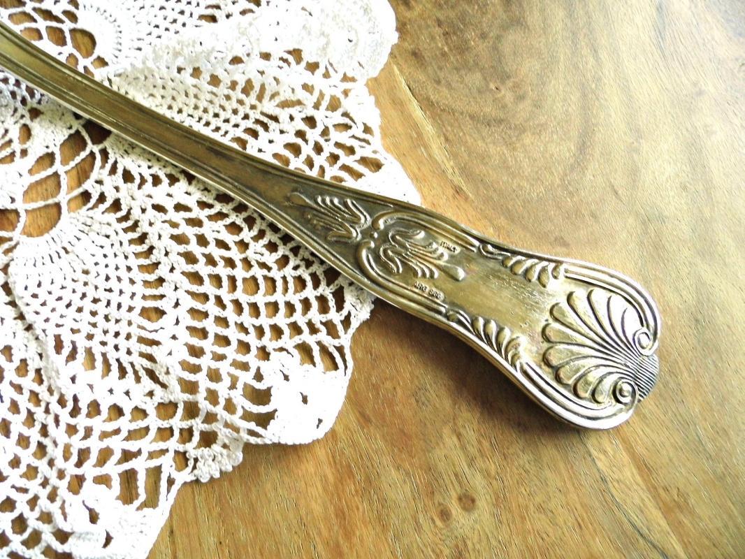 Antique Silver Plated Ladle Italian Soup Punch Ladle Soup Spoon Vintage Large Sauce Serving Gravy Ladle Ornate Flatware Silverware Tableware